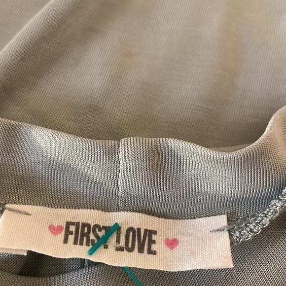 First love womens Small dress mini embroidered floral boho stretch green - Picture 5 of 8